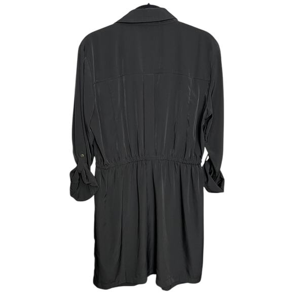 Alfani Black Zip Front Utility Shirt Dress Size 12 - Picture 2 of 7
